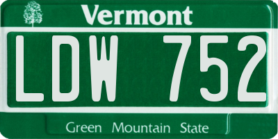 VT license plate LDW752