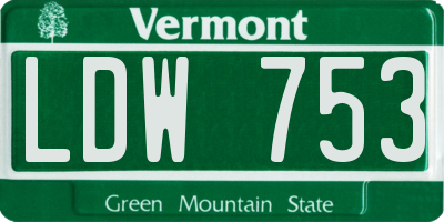 VT license plate LDW753