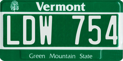 VT license plate LDW754