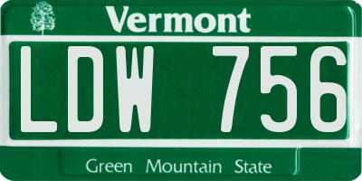 VT license plate LDW756