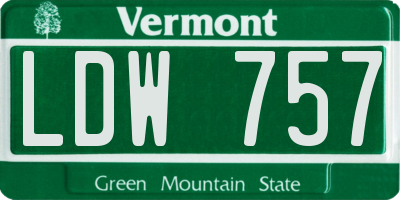 VT license plate LDW757