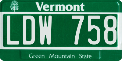 VT license plate LDW758