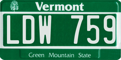 VT license plate LDW759