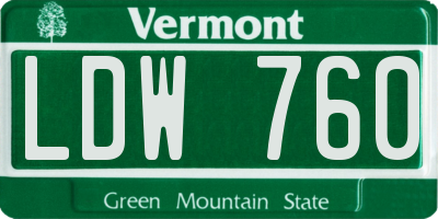 VT license plate LDW760