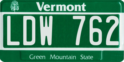 VT license plate LDW762