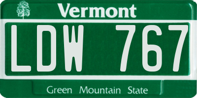 VT license plate LDW767