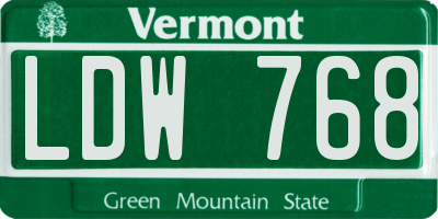 VT license plate LDW768