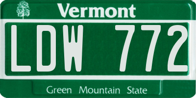 VT license plate LDW772