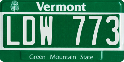 VT license plate LDW773