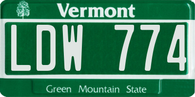 VT license plate LDW774