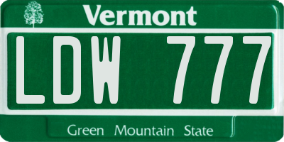 VT license plate LDW777