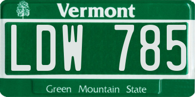 VT license plate LDW785