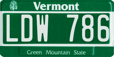 VT license plate LDW786