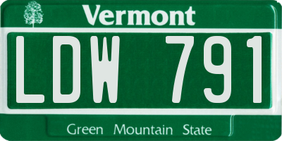 VT license plate LDW791