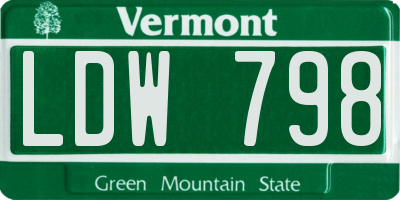 VT license plate LDW798