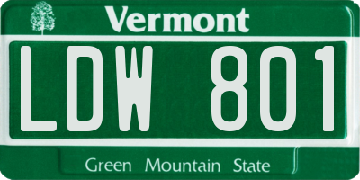 VT license plate LDW801