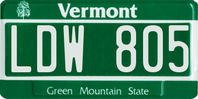 VT license plate LDW805