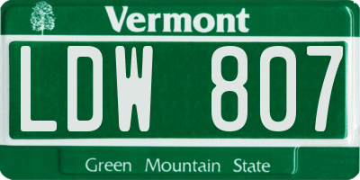 VT license plate LDW807