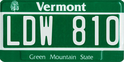 VT license plate LDW810
