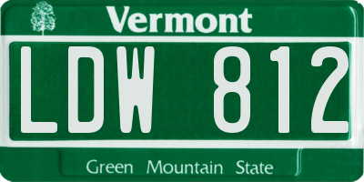 VT license plate LDW812