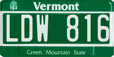 VT license plate LDW816