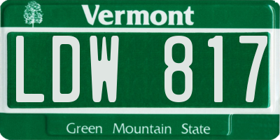 VT license plate LDW817