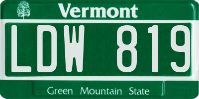 VT license plate LDW819