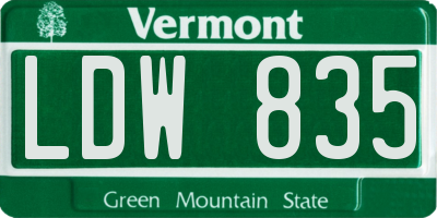VT license plate LDW835