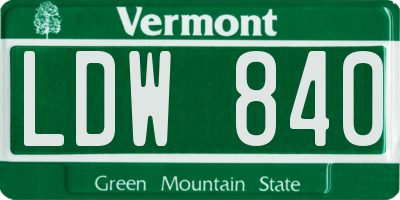 VT license plate LDW840