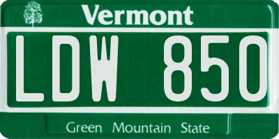 VT license plate LDW850