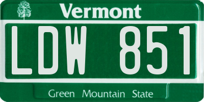 VT license plate LDW851