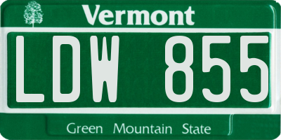 VT license plate LDW855