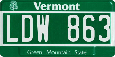 VT license plate LDW863