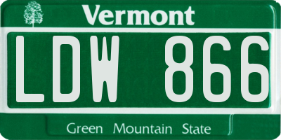 VT license plate LDW866