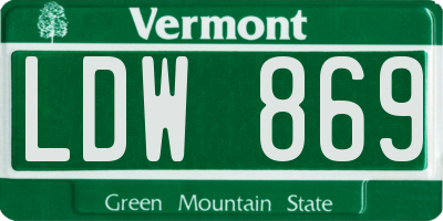 VT license plate LDW869