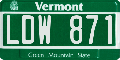 VT license plate LDW871
