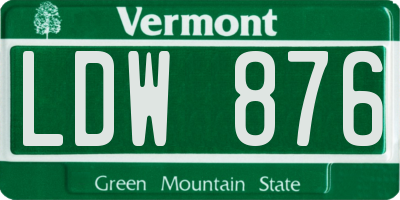 VT license plate LDW876
