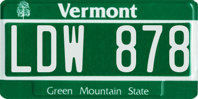 VT license plate LDW878