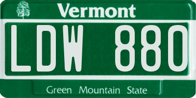 VT license plate LDW880