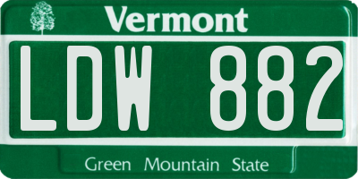 VT license plate LDW882