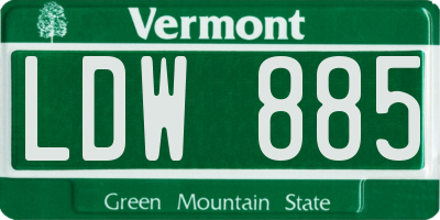 VT license plate LDW885