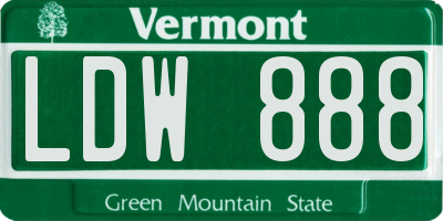 VT license plate LDW888