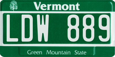 VT license plate LDW889