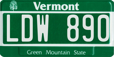 VT license plate LDW890