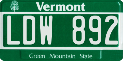 VT license plate LDW892
