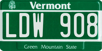 VT license plate LDW908