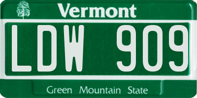 VT license plate LDW909