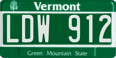 VT license plate LDW912