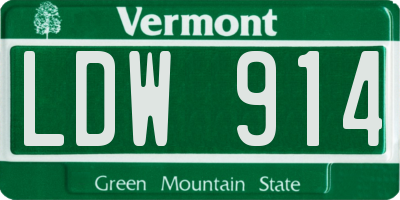 VT license plate LDW914
