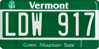 VT license plate LDW917